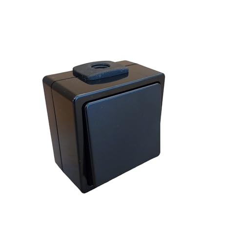 Aufputz Aus-/Wechselschalter - IP54-230V/10A - Ideal für Keller, Garage & Garten - Made in Germany - schwarz