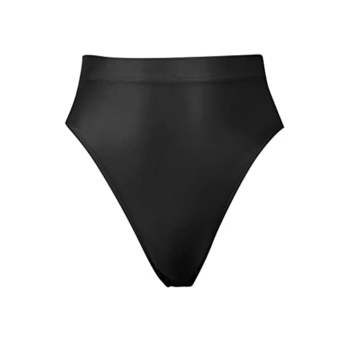 Unterwäsche Damen Sexy Eros Slip mit hoher Taille, sexy und glatt Kostüm Unterwäsche (Black, L)