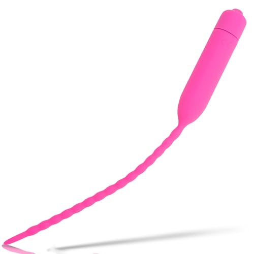 Dilator Harnröhre Penis Vibrator 25,5cm Länge ⌀0.6cm Hochwertiger Silikon Penis Plug Einstellbare Vibration Dilator Harnröhre Vibration Harnröhren Vibrator für intensive Stimulation N16-66 (Rosa)