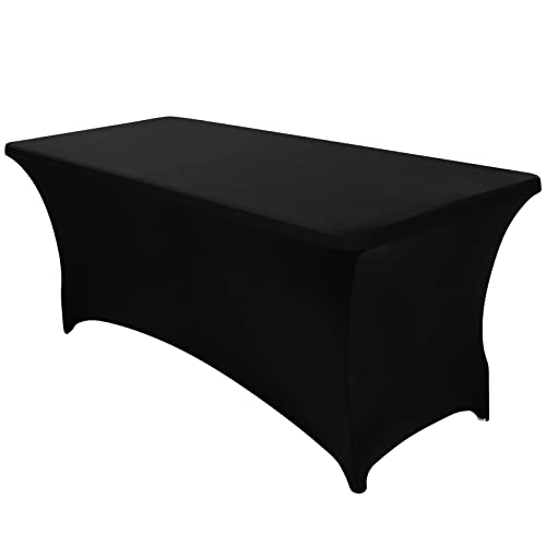 SEPARO Tischdecke, dehnbar, rechteckig, Spandex, für Outdoor, Party, DJ, Messen, Bankett, Lieferanten, Hochzeiten etc. 1PC 4FT schwarz