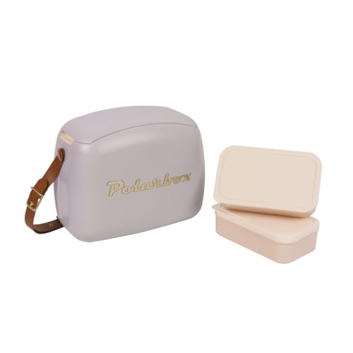 Kreher Kühltasche mit Brotdose, Kühlbare Lunchbox, Passive Kühlbox für Lebensmittel, Medikamente, Mittagessen im Retro-Design (Mauve/Gold)