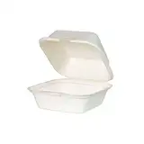 GREENBOX 50x Bio Burger-Box Einweg Zuckerrohr Schale Einweggeschirr biologisch abbaubar Burgerboxen Bagasse Schalen kompostierbar 500 ml Klappdeckel Box 14,3 x 15 cm