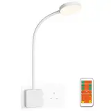 ENUOTEK LED Wandleuchte Leselampe Wand Bett Lampe Weiß mit Stecker und Fernbedienung, Helligkeit Dimmbar, 3er Beleuchtungsfarbe Einstellbar 5000K- 4000K- 3000K, Timer Automatisch Aus