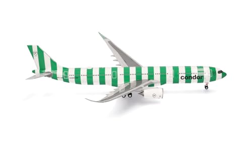 herpa Modellflugzeug Condor Airbus A330-900 neo Island - D-ANRA, Miniatur im Maßstab 1:200, Sammlerstück, Modell mit Standfuß, Kunststoff, Weiß, Grün