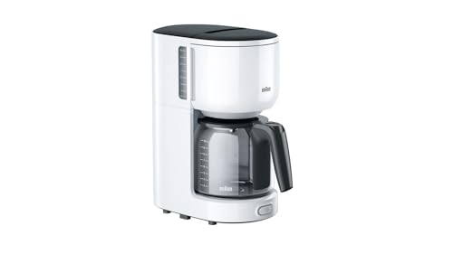 Braun PurEase Kaffeemaschine KF 3100 WH – Filterkaffeemaschine mit Glaskanne für 10 Tassen Kaffee, Kaffeezubereiter für einzigartiges Aroma, 1000 Watt, weiß