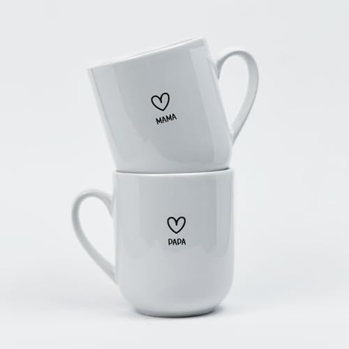 Keramiktassen-Set Mama & Papa - Geschenk für Eltern | Kaffeebecher zum Muttertag und Vatertag | Geschenk für (werdende) Eltern (Mama & Papa)