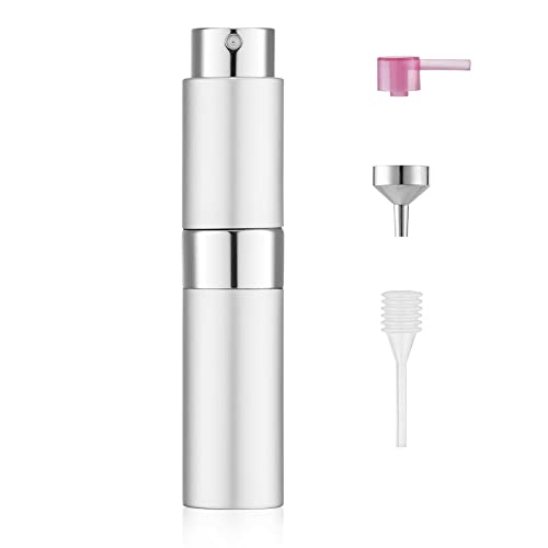 Toureal 8ml Aluminium Parfüm Zerstäuber Nachfüllbar Leer, Reise Parfümzerstäuber für Damen und Herren, Reisezerstäuber Flasche für unterwegs (Silber)