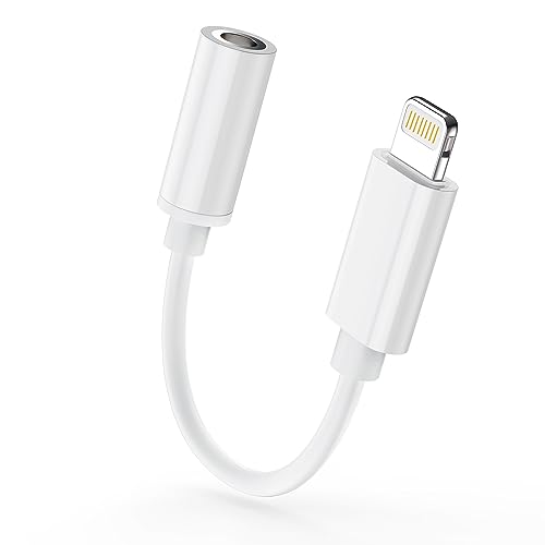 Adapter für iPhone, Lightning auf 3,5-mm-Klinkenstecker, Aux-Adapter, Dongle, Audio-Kopfhörer-Konverter, kompatibel mit iPhone 14/13/XS/Max/8/7, unterstützt alle iOS-Systeme