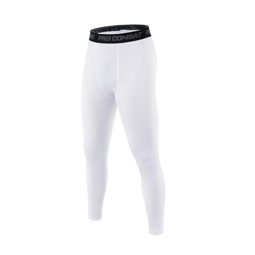 Aelmiyw Herren Leggings Herren,Sportleggings für Herren,Sport Leggings Herren,Tights Herren für Fitness Joggen Basketball (Polyester, XL-Weiß)