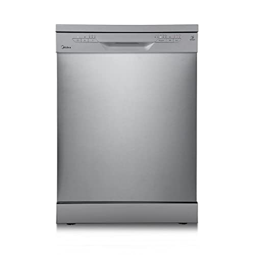 Midea SF 3.60N PRO Geschirrspüler, 14 Maßgedecke, Spülmaschine mit WLAN, Geschirrspüler Freistehend Unterbaufähig, 5 Reinigungsmodi, 47 dB, 3/6/9h Startzeitvorwahl, Inox, Silber