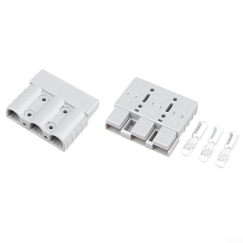 YUANGANG 2 Stück für Anderson Style 3-poligen 50-A-Stecker, DC-DC-Ladegerät, Solarstromanschlussstecker, Schiffe, Yachten, Wohnmobile, Busse (50A-3P grau)