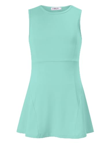 LIONJIE Ärmelloses Tennis-/Golfkleid, für Mädchen, athletischer Faltenrock, Sets mit integrierten Shorts und Taschen, 3–12 Jahre, Mintgrün, 9-10 Jahre