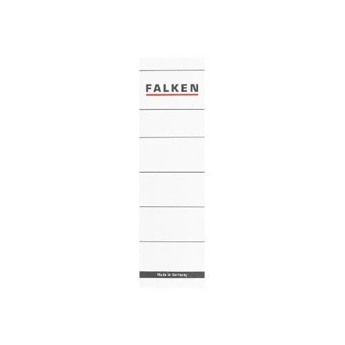 Original Falken 10er Pack Ordner-Rückenschild. Made in Germany. Etiketten 54 x 190 mm zum Einstecken für 8 cm breite Ordner weiß