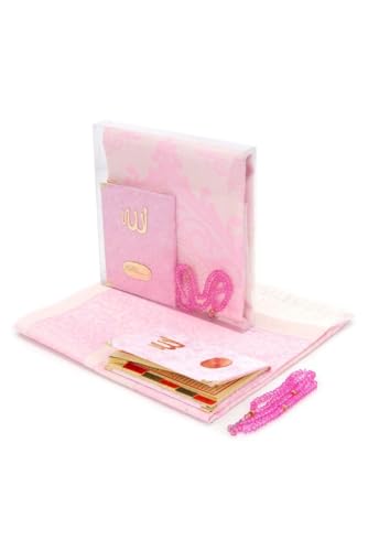 Personalisierter Tesbih + Gebetsteppich Set, Islamisches Geschenk mit Wunschname, Geschenkbox & Yasin Buch - 4 Farben erhältlich