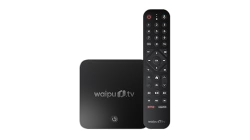 waipu.tv Box | Inkl. Fernbedienung mit Beleuchtung | Fernsehen über WLAN | LAN | HDMI | 4K | HDR10+ | Dolby Vision | Dolby Atmos | Voucher für 3 Monate 300 TV-Sender & 30.000 Filme & Serien