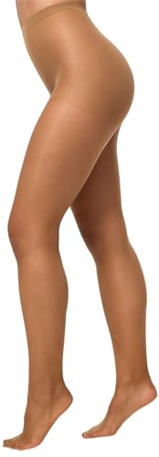 Nur Die Damen 3er Pack Seidenfein 15 DEN Fein-Strumpfhose seidig glänzende Optik Komfortbund reißfest transparent Strumpfhosen bronze M