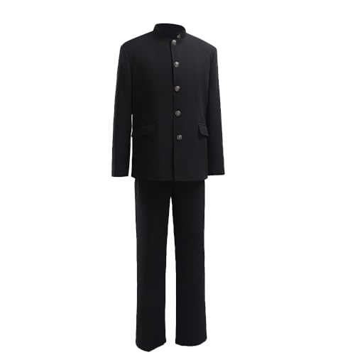SBluuCosplay Japanische Schuluniform, Cosplay-Kostüm, schwarze Jacke und Hose, Größe L