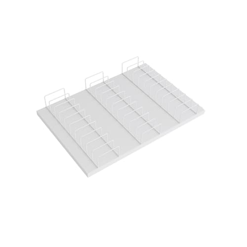 WOTZOV Präsentationsständer für Bodenfliesenproben, Probenhalter aus Metall, Glas, Quarz und Keramik, bietet Platz für 30 Marmor- und Schieferplatten, Lagerregal für B,White 35x50x2.5cm