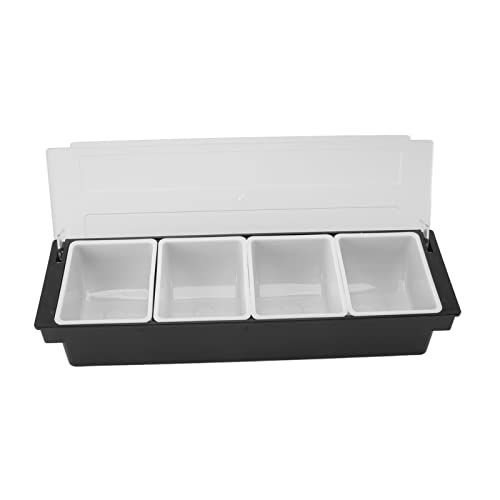 Ymiko 6-Fach Kunststoff Spender, Gewürz Caddy Kunststoff Transparent Deckel Abnehmbares Design Bar Caddy für Gemüse Obst Gewürzbehälter (6 Fächer)