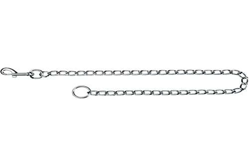 Trixie TX-21963 Chain Leash, Chromed, with Leather Hand Loop, 80 cm/4 mm, Multi