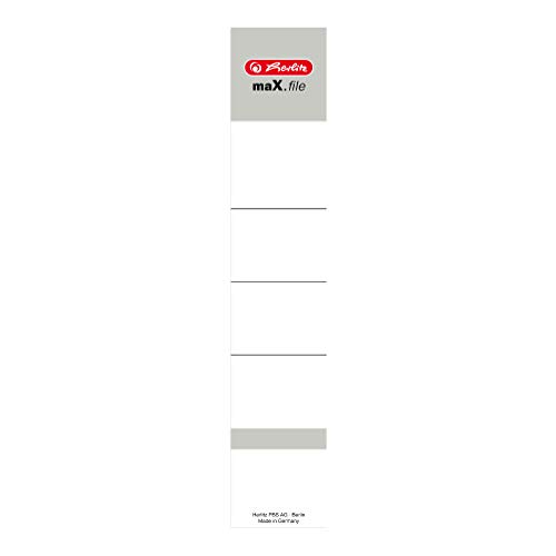 Herlitz 5966056 Rückenschild 36 x 190 mm für 5 cm-Ordner, selbstklebend, 10 Stück, weiß