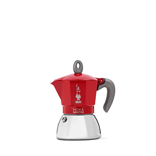 Bialetti - Moka Induction, Kanne, Geeignet für Alle Herdarten, 6 Tassen Espresso (280ml), Rot