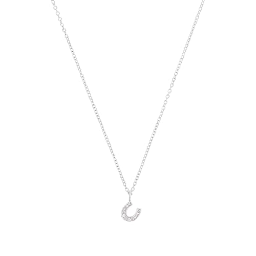 s.Oliver Kette mit Anhänger 925 Sterling Silber Mädchen Kinder Halsschmuck, mit Zirkonia synth., 37+3 cm, Silber, Hufeisen, Kommt in Schmuck Geschenk Box, 2032579