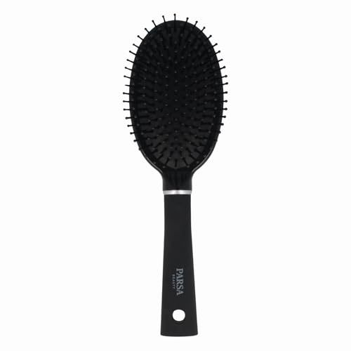 PARSA Beauty Trend Line Haarbürste oval (Schwarz) mit Kunststoffpins – Allround Bürste Haare für das tägliche Haarstyling – Haarbürste ohne Ziepen