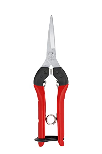 FELCO 322 Ernte-/ Leseschere (für Obst- / Blumen- + Gemüsestiele, kompakte Schere mit Stahlgriff, gerade verchromte Klinge, für Rechtshänder + Linkshänder, Länge 190 mm)
