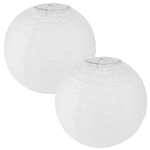 2 Stück Lampenschirm Papier Lampions Rund, Lampions Weiß Heißluftballon Deko für Party Garten Hochzeit Geburtstage Dekoration (20cm)