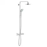 GROHE Euphoria System 180 - Duschsystem mit Thermostatbatterie (Wandmontage, Antikalk System, höhenvertsellbar), rund, chrom, 27296001