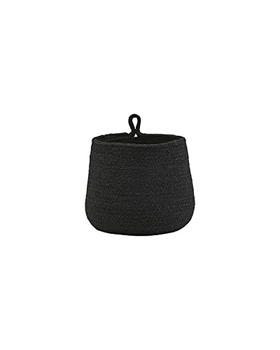 House Doctor 212470106 Korb, Hang, Schwarz, h: 16 cm, Dm: 18 cm, Jute, Baumwolle