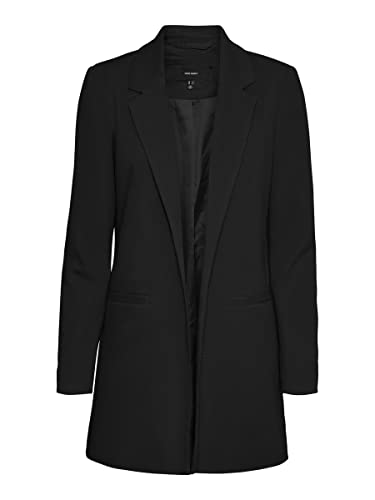 VERO MODA Damen Kurzmantel VMVerina Long Blazer Lange Damenjacke Coatigan 10258618 Black 40