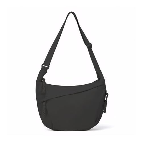 Prizmxed Crossbody Bag Damen Groß,Moon Bag Damen,Großes Fassungsvermögen, Verstellbare Schultergurte, Einfaches und Vielseitiges Design (Schwarz)