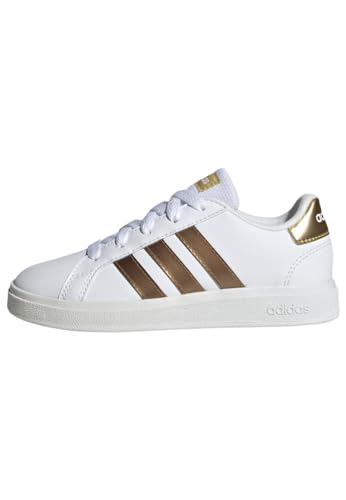 adidas Grand Court Sustainable Lace Shoes Tennisschuhe, Cloud White/Cloud White/Matte Gold, 34 EU