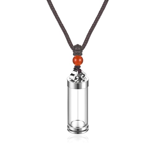 JSDDE Urne Kette für Asche Memorial Anhänger Halskette Urne Flasche Anhänger zum öffnen Locket Kapsel Anhänger Gedank Asche Haare Blume Anhänger mit 26 Zoll Kette