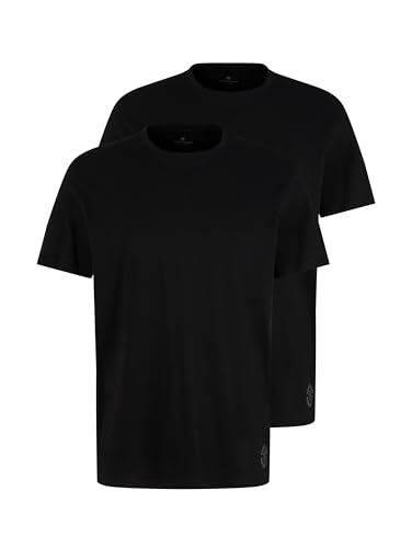 TOM TAILOR Herren Crewneck T-Shirt im Doppelpack, 29999 - Black, L