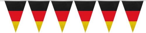 HEKU Wimpelkette mit 20 Wimpeln Deutschland Flagge I Wetterfest, 10 Meter lang I Große, auffällige Wimpel I Ideal für Veranstaltungen, mit integriertem Befestigungsband