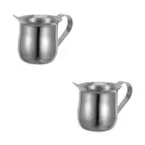 Healifty 2St Saucenbecher Honigkrug aus Edelstahl Latte Creamer Milchkrug Milchkännchen aus Edelstahl mit Griff Sahnekrug Kaffee Milch Wasserkocher Saucenkrug Rostfreier Stahl Silver