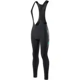 WOSAWE Damen Fahrrad-Trägerhose Winter Thermo Leggings Hohe Taille Elastische Radlerhose Lang mit 4D Gel Polster (Trägerhose Schwarz, M)