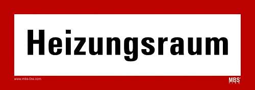 Aufkleber nach DIN 4066 Hinweisschild Feuerwehr " Heizungsraum " 210x74 mm