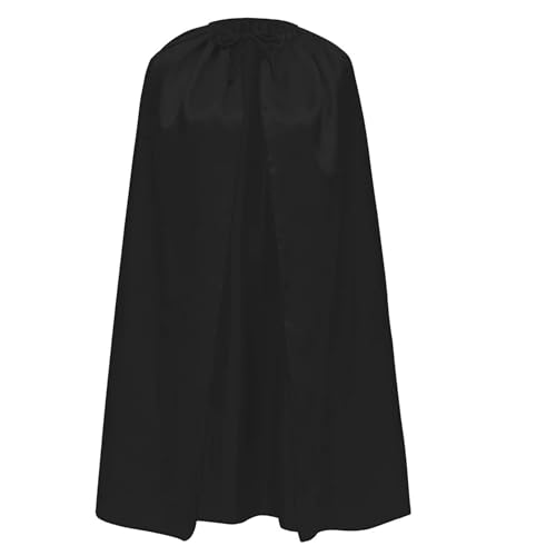 Superhelden-Umhang für Jugendliche und Erwachsene, Herren, Damen, Satin-Schicht mit Glitzer, Superman-Umhang, Batman-Flash-Umhang (M/140 cm, schwarzer Satin-Schicht)