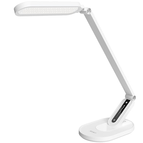 JKSWT Schreibtischlampe, für die Augenpflege Dimmbare Tischlampe mit 5 Farbmodi 72 LEDs mit USB-Ladeanschluss Touch-Steuerung und Memory-Funktion Bürolampe