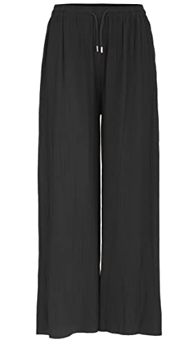 Van Der Rich ® - Weite Plissee Hose High Waist und Verstellbar Bänder - Damen (Schwarz, One Size)
