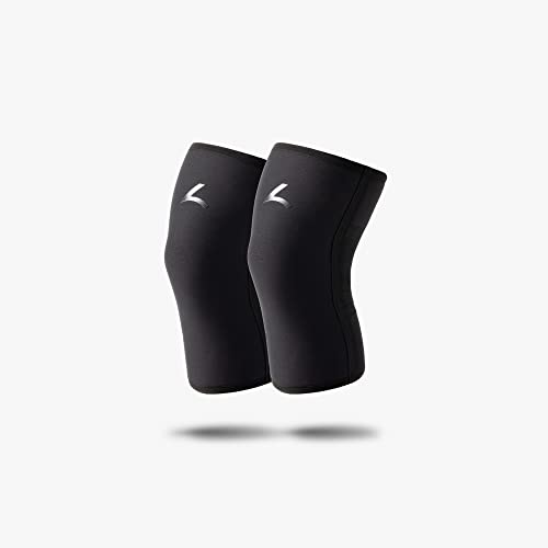 reeva Unisex-Adult Powerlifting Sleeves-7mm Knee Sleeve, Black, L