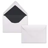 50x Briefumschläge Weiß DIN C6 gefüttert mit Seidenpapier in Schwarz 100 g/m² 11,4 x 16,2 cm mit Nassklebung ohne Fenster