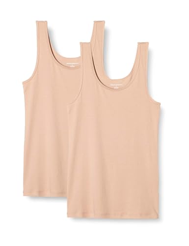 Amazon Essentials Damen Tanktop schlanke Passform, 2er-Pack, Beige, M