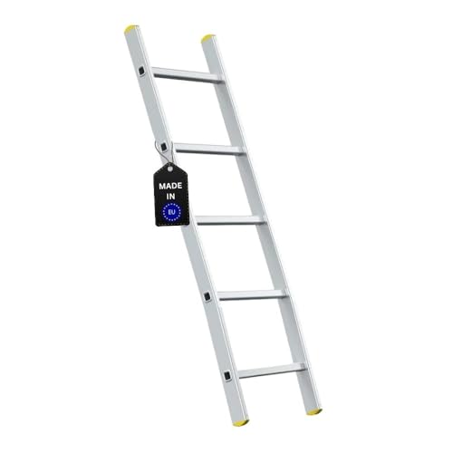 PROREGAL Sprossen-Anlegeleiter Atlas | ohne Traverse | 5 Sprossen | Arbeitshöhe 2,44m | Traglast 150kg | Alu Leiter Haushaltsleiter Arbeitsleiter Steigleiter