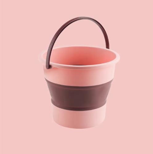 MANFFIER 10-Liter-klappeimer, Outdoor-angeleimer, Angeleimer Für Reisen, Zuhause, Plastikeimer, Autoreisen, Autowascheimer, Tragbar Für Den Haushalt, Dicker Kunststoffgriff(Color:ROSA)