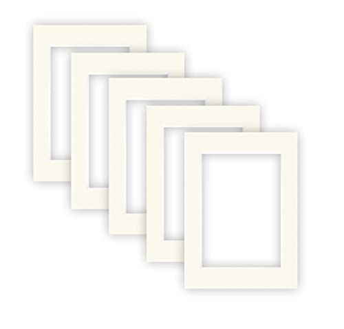 nielsen Conservation Passepartout Karton 2,2 mm | 5er Set | Außenformat 13x18 cm für Bildformat 9x13 cm | Elfenbeinweiß (creme weiß) | glatte Oberfläche